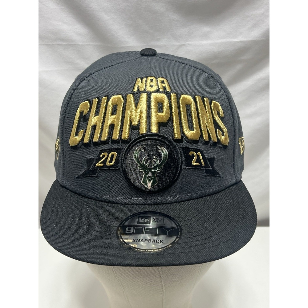 Milwaukee Bucks 2021 NBA Champions New Era 9FIFTY Gray Black Snapback Hat New